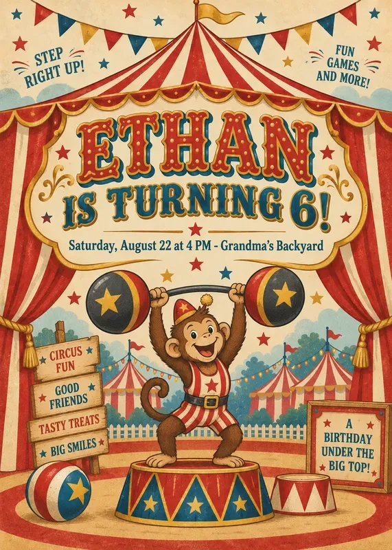 Circus Birthday Party Invitations
