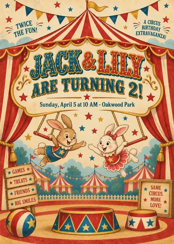 Circus Birthday Party Invitations