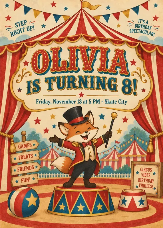 Circus Birthday Party Invitations