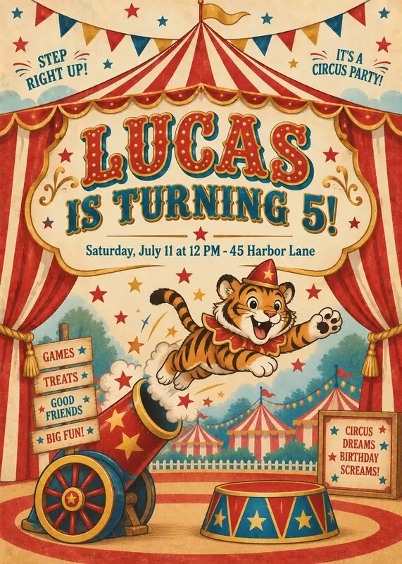 Circus Birthday Party Invitations