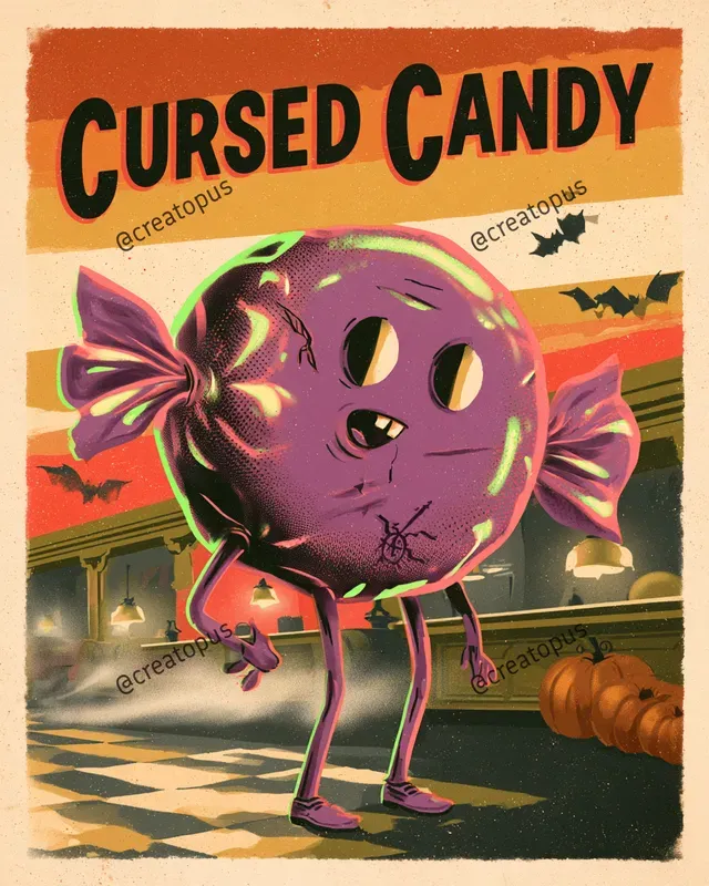 Retro Halloween Food Ad Posters