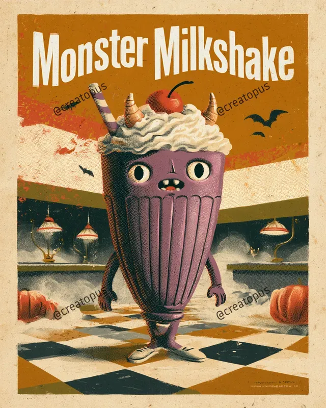 Retro Halloween Food Ad Posters