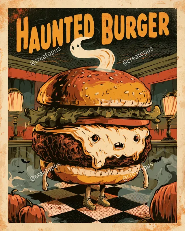Retro Halloween Food Ad Posters