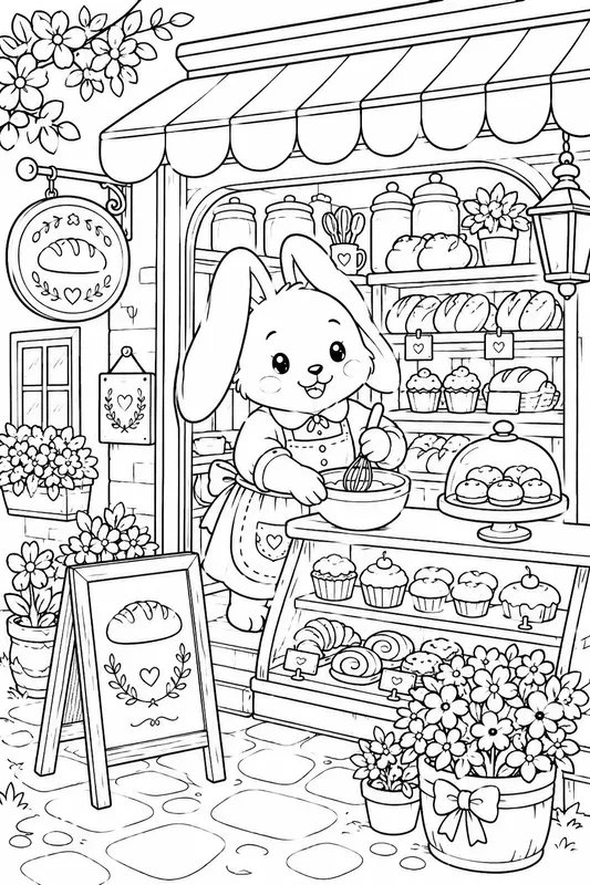 Cute Animal Shopkeepers Coloring Pages