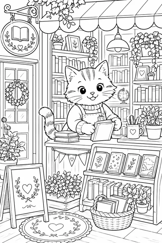 Cute Animal Shopkeepers Coloring Pages