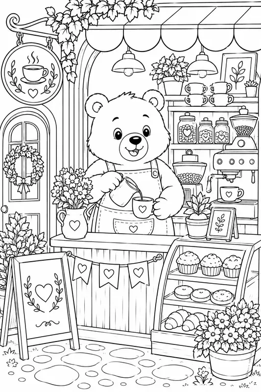 Cute Animal Shopkeepers Coloring Pages