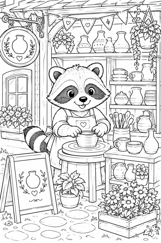 Cute Animal Shopkeepers Coloring Pages