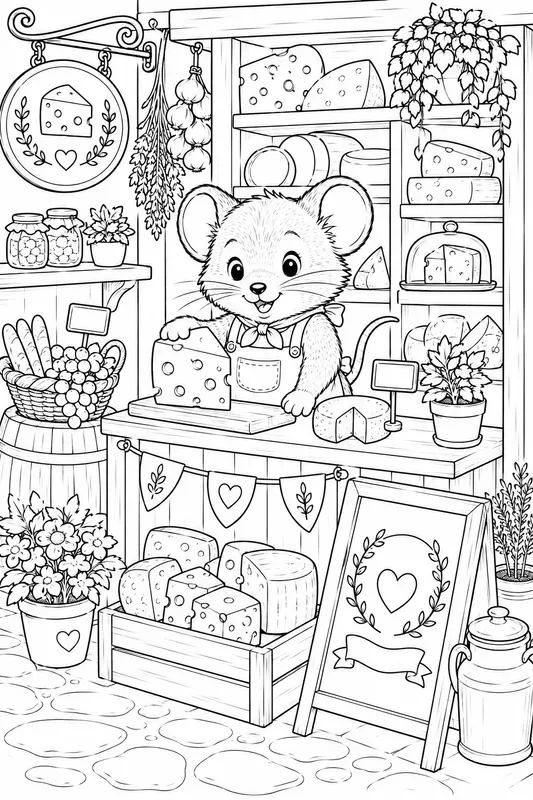 Cute Animal Shopkeepers Coloring Pages