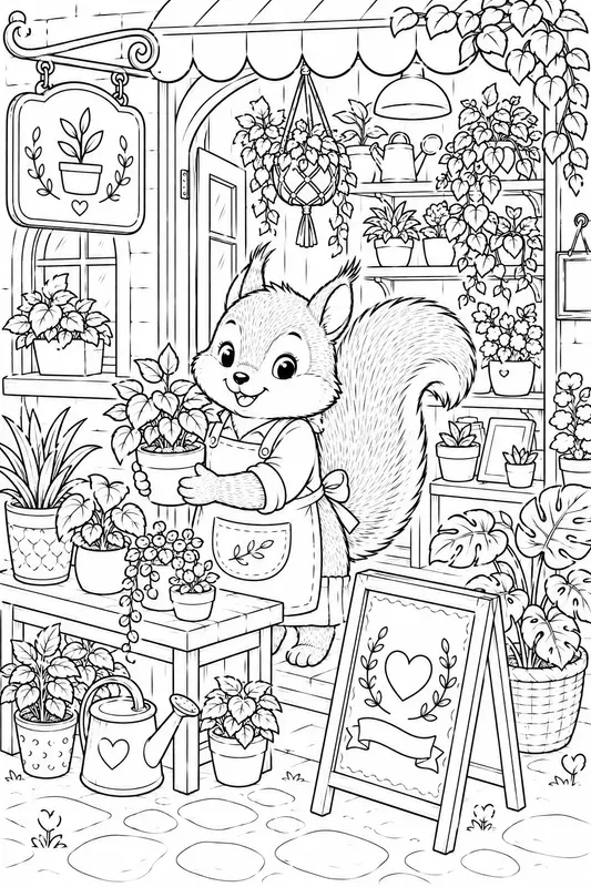 Cute Animal Shopkeepers Coloring Pages