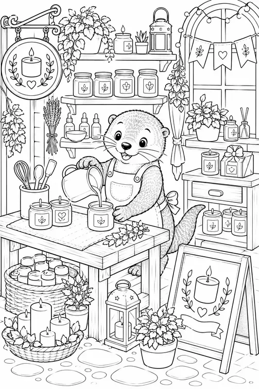 Cute Animal Shopkeepers Coloring Pages