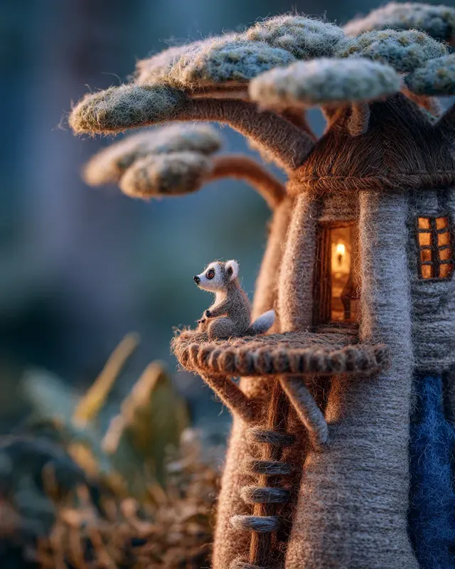 Sustainable Felt Treehouse Dioramas