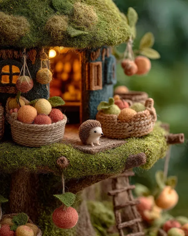Sustainable Felt Treehouse Dioramas