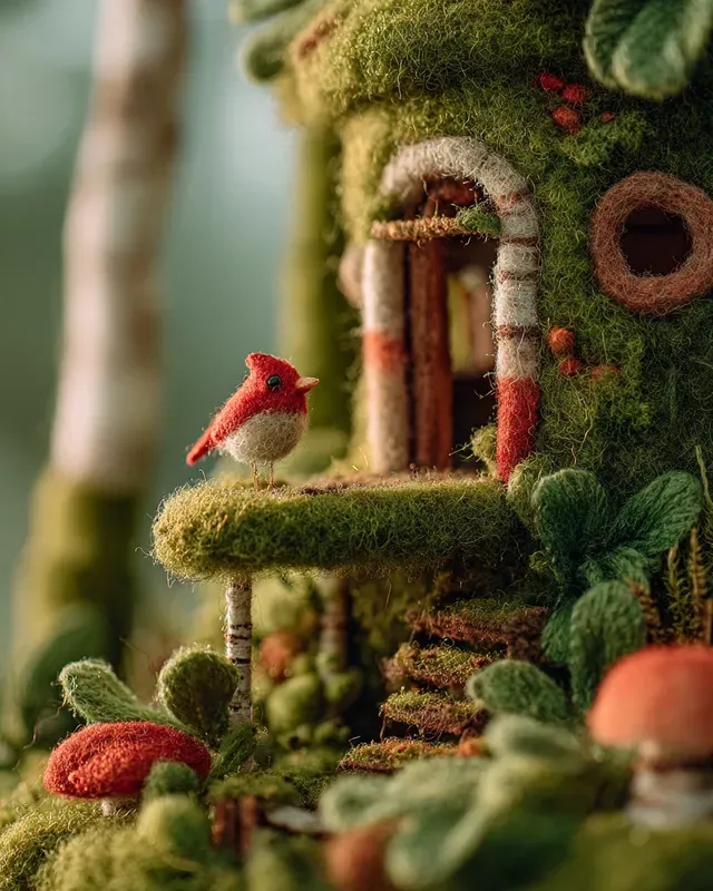 Sustainable Felt Treehouse Dioramas