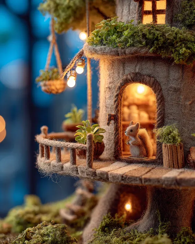 Sustainable Felt Treehouse Dioramas