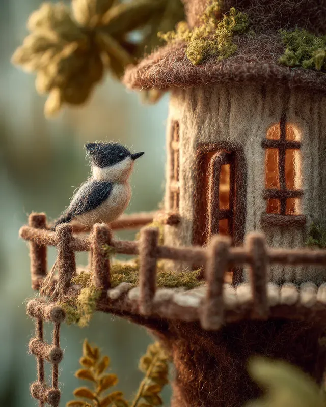 Sustainable Felt Treehouse Dioramas