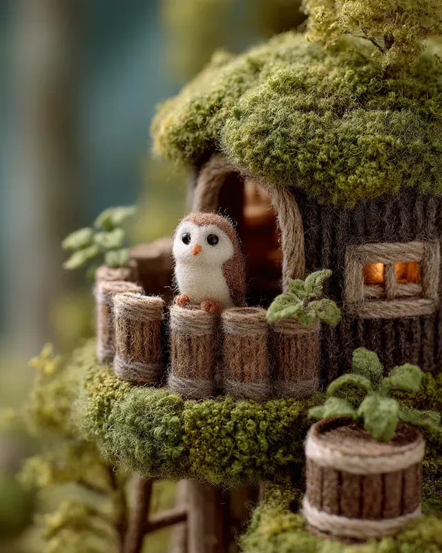 Sustainable Felt Treehouse Dioramas