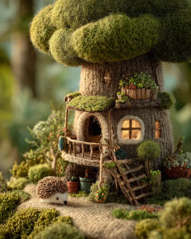 Sustainable Felt Treehouse Dioramas