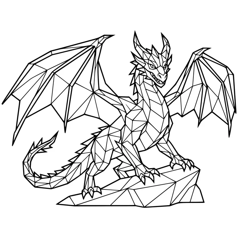 Lowpoly Fantasy Creatures Kdp Line Art