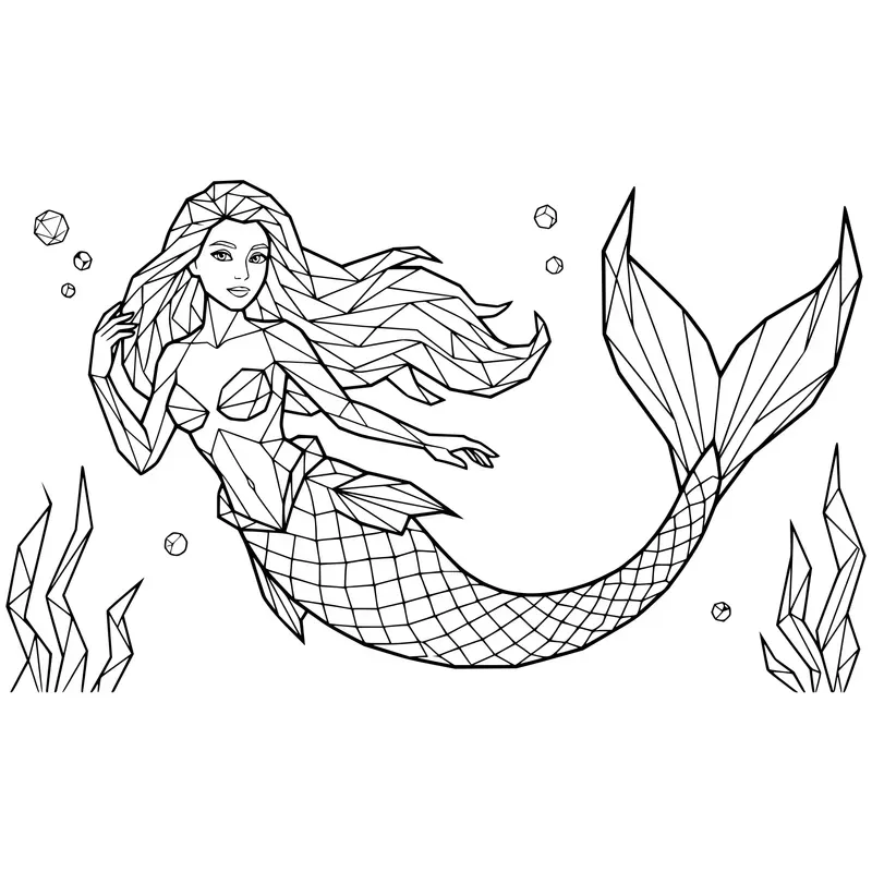 Lowpoly Fantasy Creatures Kdp Line Art