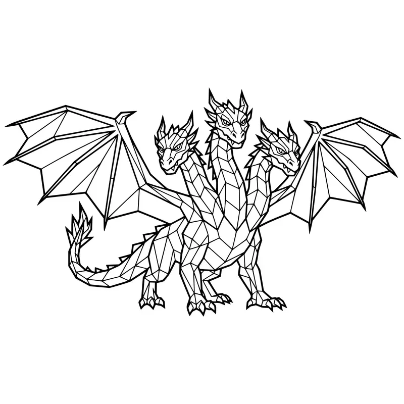 Lowpoly Fantasy Creatures Kdp Line Art