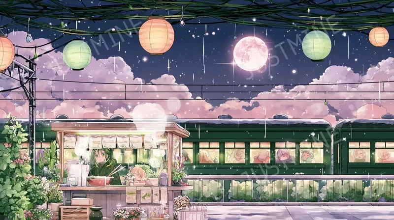 Railway Lounge Lofi Illustrations