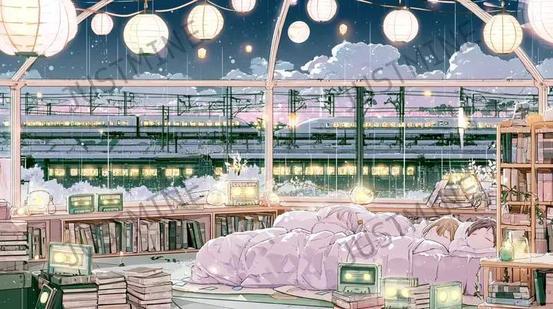 Railway Lounge Lofi Illustrations