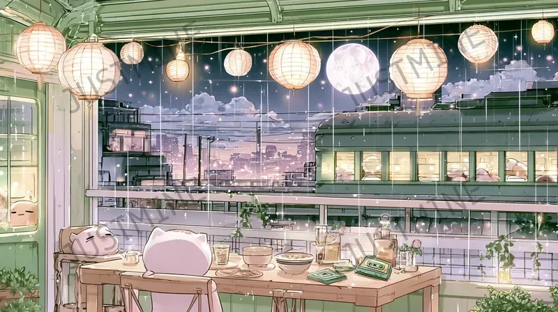 Railway Lounge Lofi Illustrations