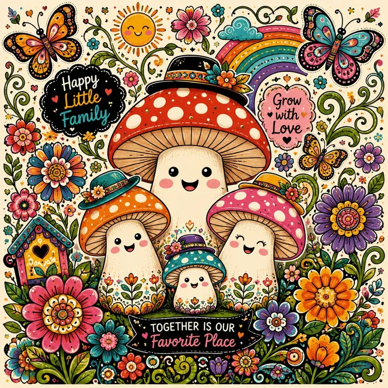 Playful Folk Pop Doodle Bundle Art