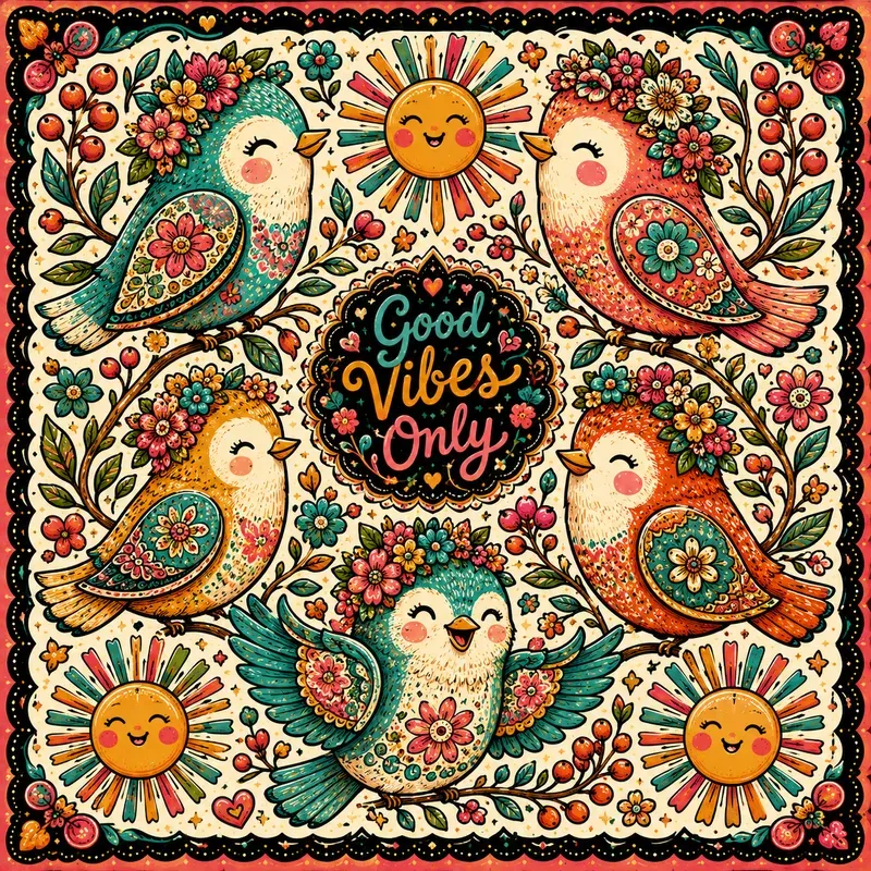 Playful Folk Pop Doodle Bundle Art