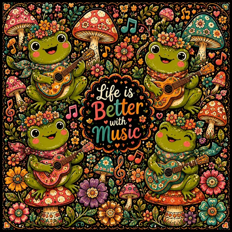 Playful Folk Pop Doodle Bundle Art