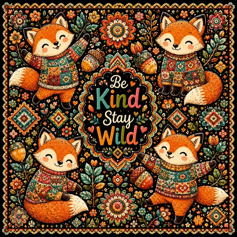 Playful Folk Pop Doodle Bundle Art