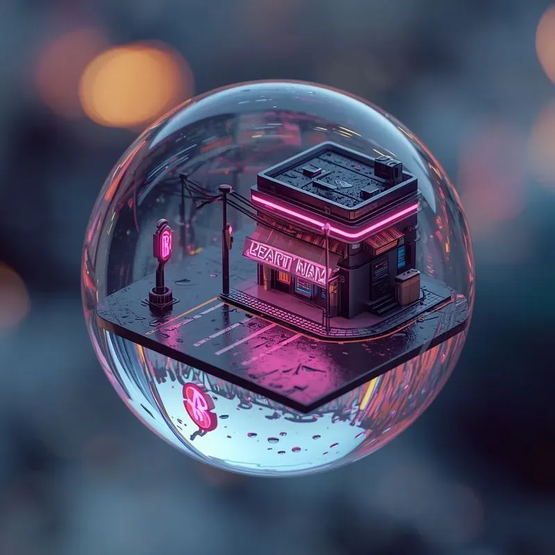Isometric Bioluminescent 3d Microworlds