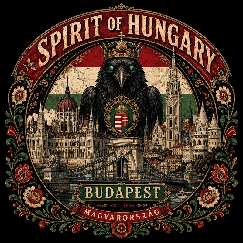 Retro Budapest City Emblem Art