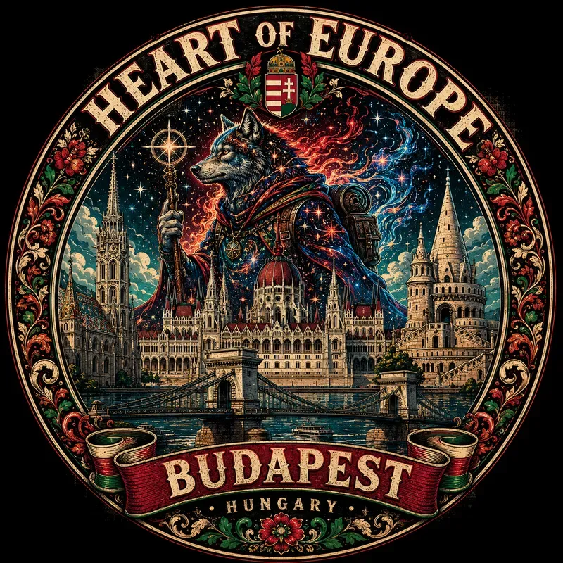 Retro Budapest City Emblem Art