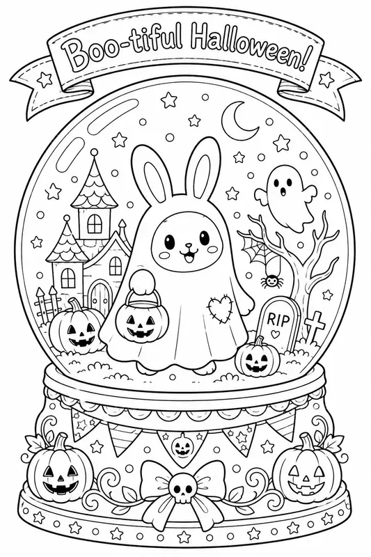 Halloween Snow Globe Coloring Pages