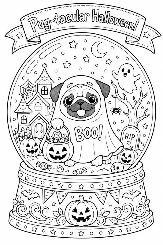 Halloween Snow Globe Coloring Pages