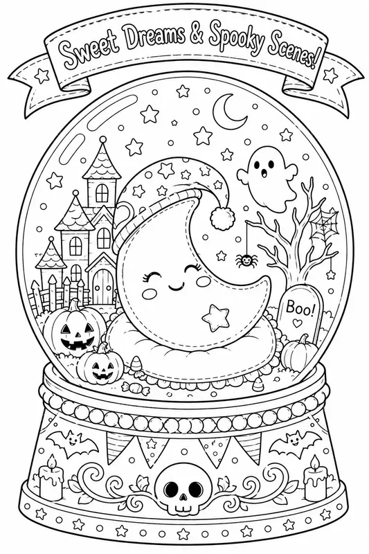 Halloween Snow Globe Coloring Pages