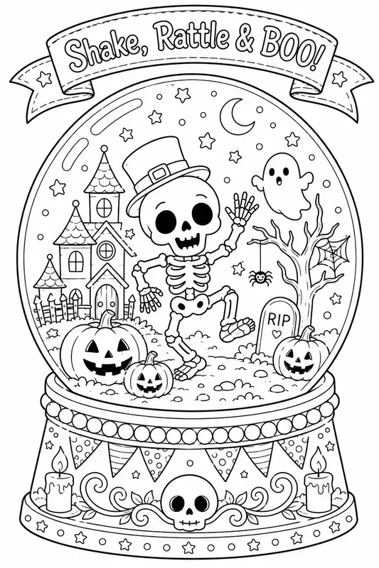 Halloween Snow Globe Coloring Pages