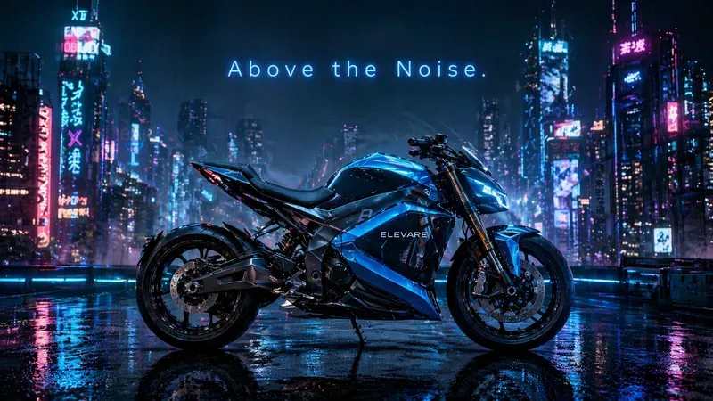 Electrifying Neon Motorcycle Adverts