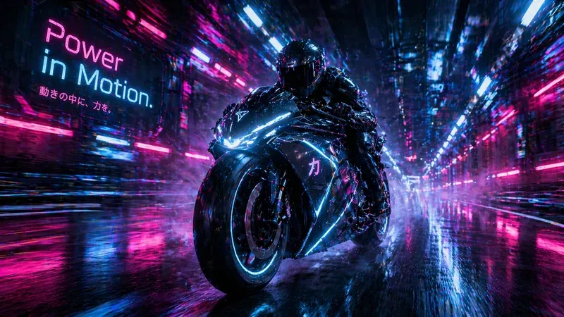 Electrifying Neon Motorcycle Adverts
