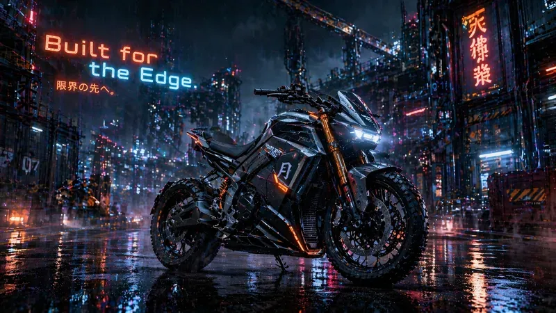 Electrifying Neon Motorcycle Adverts