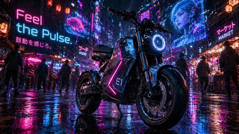 Electrifying Neon Motorcycle Adverts