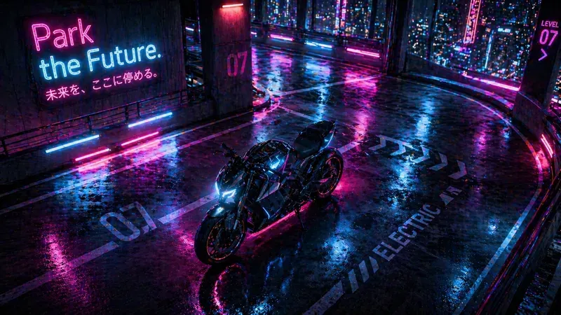 Electrifying Neon Motorcycle Adverts