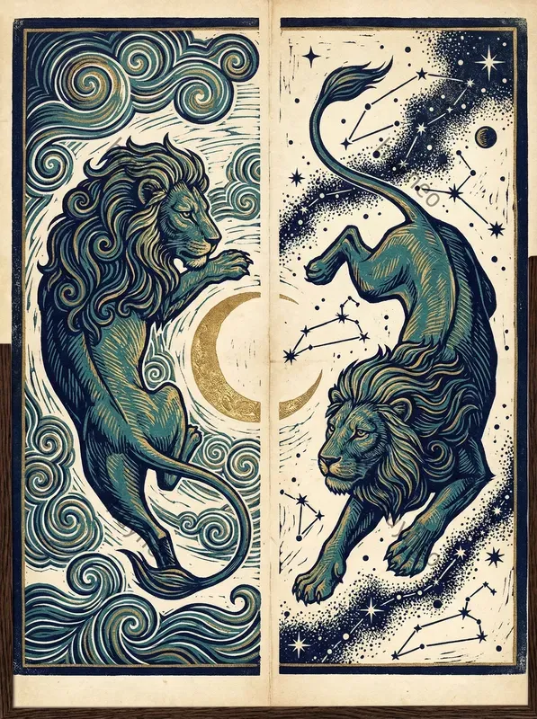 Celestial Gold Woodcut Diptych Art