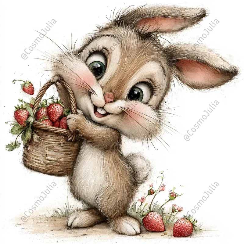 Adorable Strawberry Animal Clipart