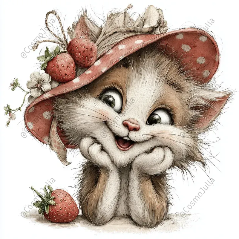 Adorable Strawberry Animal Clipart