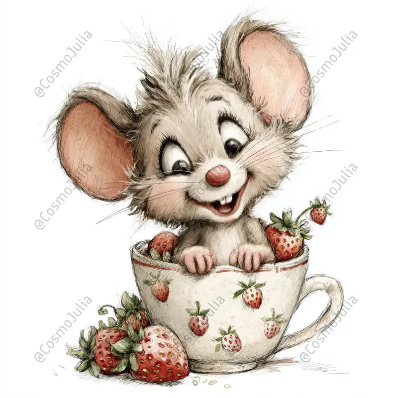 Adorable Strawberry Animal Clipart