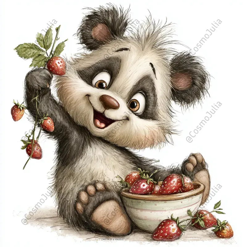 Adorable Strawberry Animal Clipart