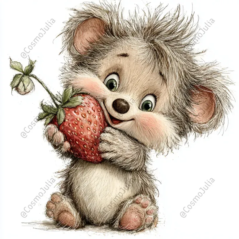 Adorable Strawberry Animal Clipart
