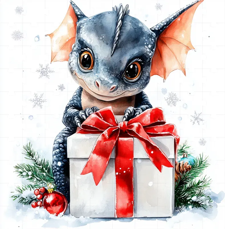 Christmas Watercolor Characters With Gifts